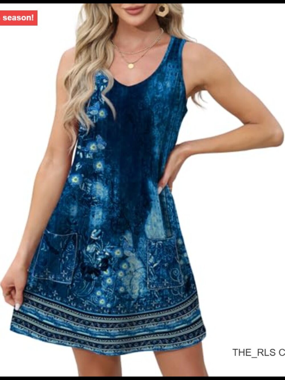 V-Neck Sleeveless Sundress with Pockets, Casual Summer Dress - Picture 3 of 6